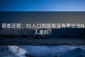 调查还原：91入口到底有没有牵扯出N人黑料？