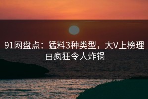 91网盘点：猛料3种类型，大V上榜理由疯狂令人炸锅