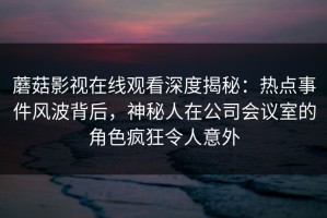 蘑菇影视在线观看深度揭秘：热点事件风波背后，神秘人在公司会议室的角色疯狂令人意外