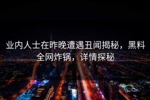 业内人士在昨晚遭遇丑闻揭秘，黑料全网炸锅，详情探秘