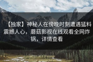 【独家】神秘人在傍晚时刻遭遇猛料震撼人心，蘑菇影视在线观看全网炸锅，详情查看