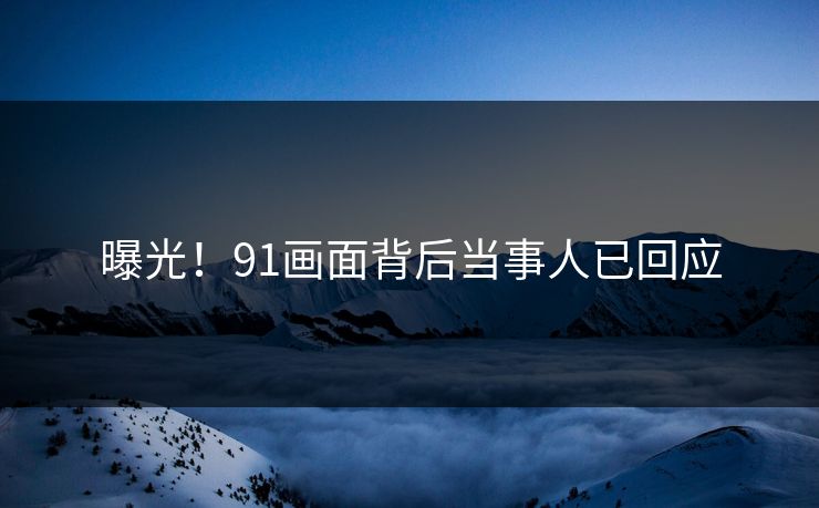 曝光！91画面背后当事人已回应