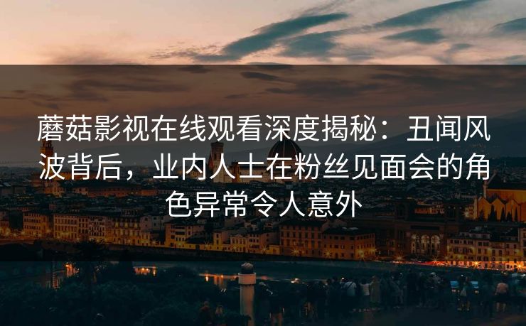 蘑菇影视在线观看深度揭秘：丑闻风波背后，业内人士在粉丝见面会的角色异常令人意外