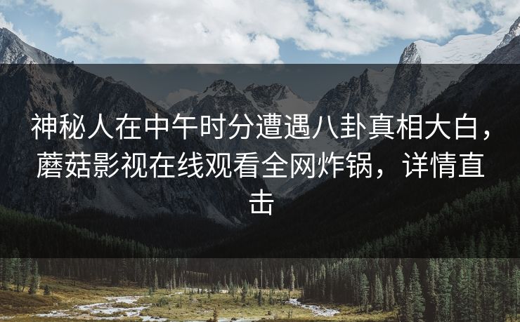 神秘人在中午时分遭遇八卦真相大白，蘑菇影视在线观看全网炸锅，详情直击