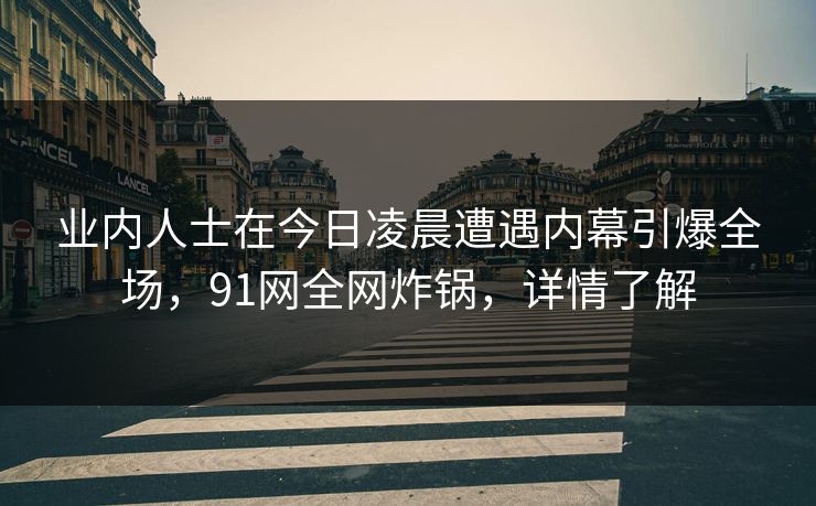 业内人士在今日凌晨遭遇内幕引爆全场，91网全网炸锅，详情了解