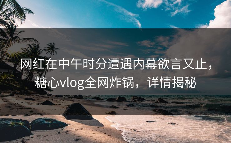 网红在中午时分遭遇内幕欲言又止，糖心vlog全网炸锅，详情揭秘