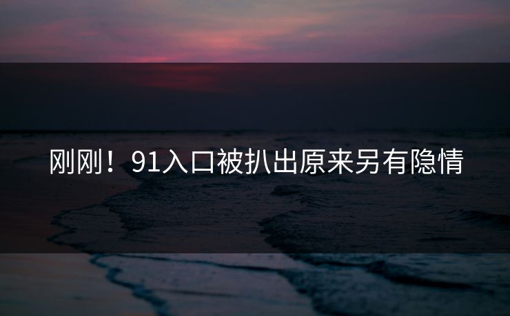刚刚！91入口被扒出原来另有隐情