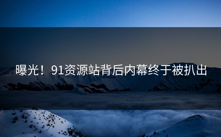 曝光！91资源站背后内幕终于被扒出