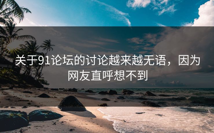 关于91论坛的讨论越来越无语，因为网友直呼想不到