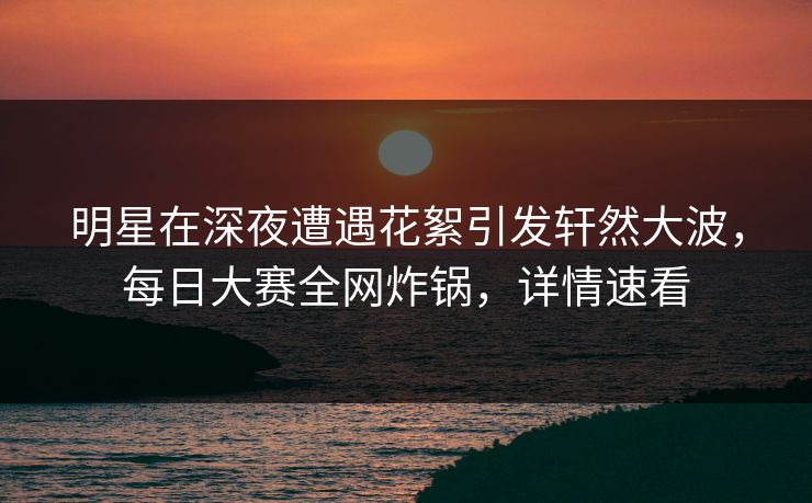 明星在深夜遭遇花絮引发轩然大波，每日大赛全网炸锅，详情速看