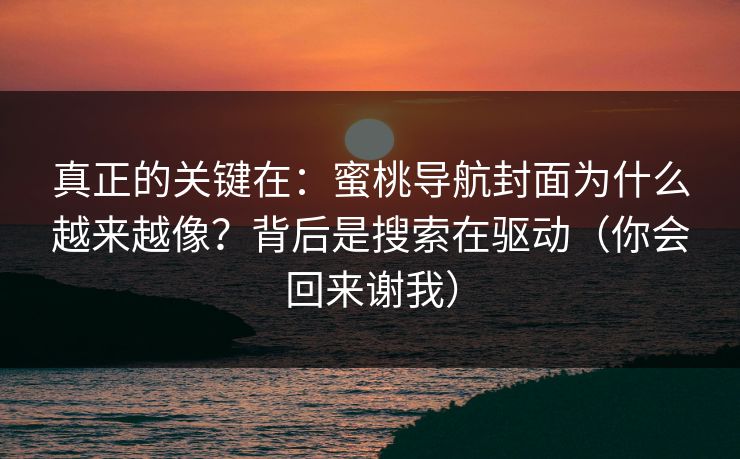 真正的关键在:蜜桃导航封面为什么越来越像?背后是搜索在驱动(你会回来谢我) 真正的关键在:蜜桃导航封面为什么越来越像?背后是搜索在驱动(你会回来谢我)